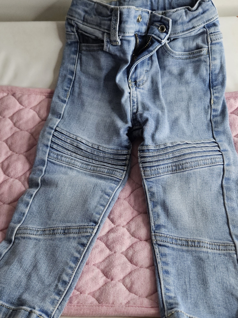 Light Blue Little Girls Moto-Style Jeans